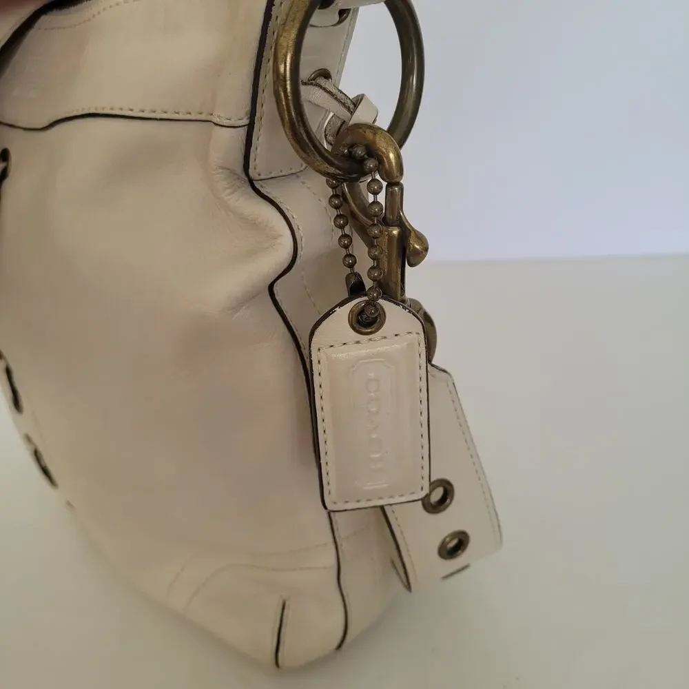 COACH CHELSEA Convertible Shoulder Bag 10399 White Ivory Western Medium Leather